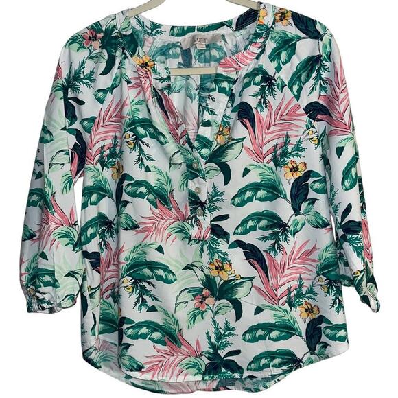 LOFT Tropical Print 3/4 Sleeve Peasant Top | Women’s Size Small - Picture 7 of 7